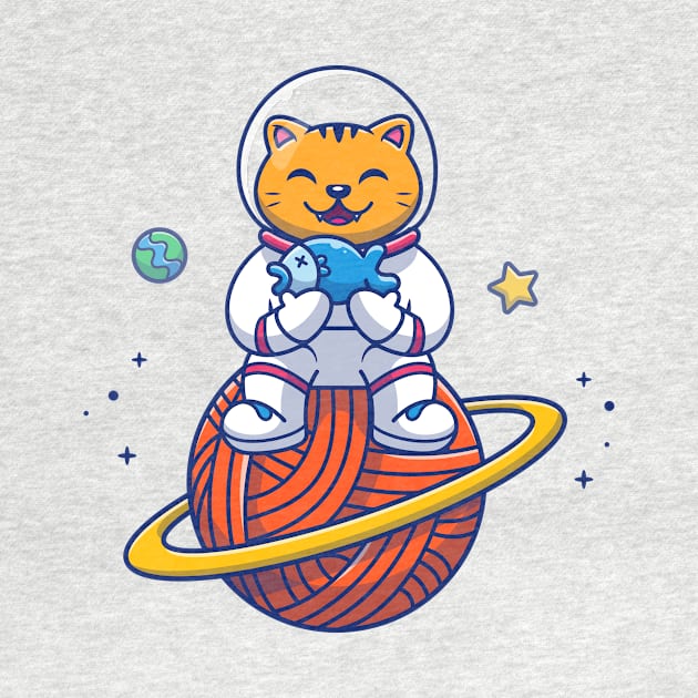 Cat Astronaut Sitting On Planet by Catalyst Labs